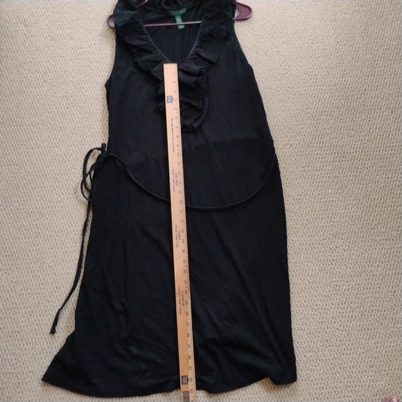 Lauren Ralph LRL Eyelet Lace Ruffle Black Midi Dress Preppy Coffee Brunch Date - Picture 3 of 16